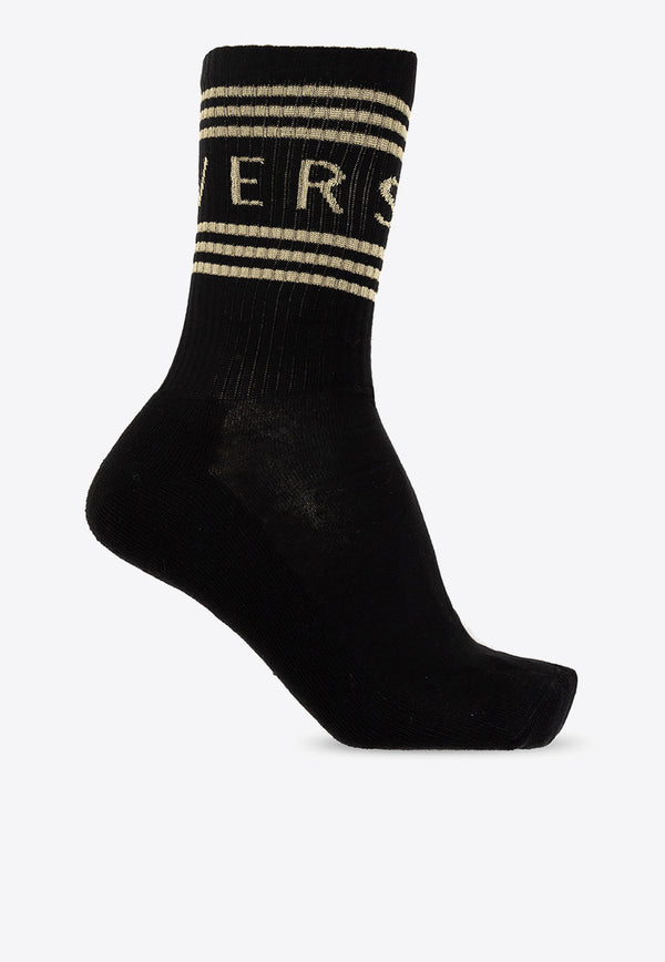 Versace Logo Intarsia Socks Black 1008835 1A06357-2B150