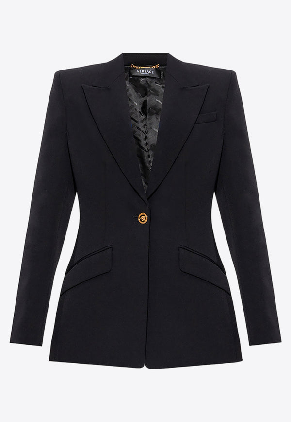 Versace Single-Breasted Wool Blazer Black 1009095 1A06608-1B000