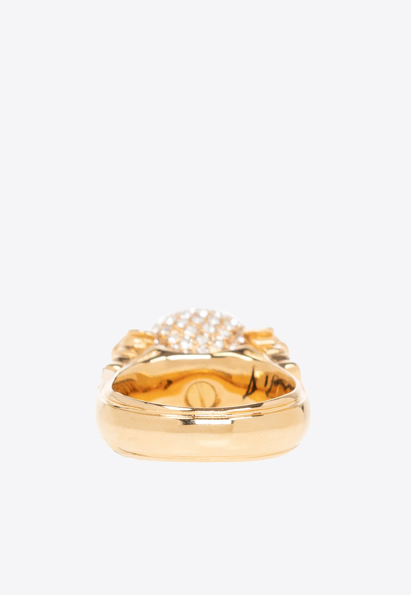 Versace Medusa Crystal Ball Ring Gold 1009254 1A00621-4J090