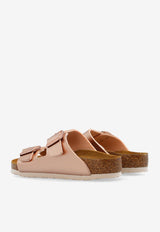 Birkenstock Kids Girls Arizona Buckled Leather Slides Rose Gold 1012478 0-ELECTRIC METALLIC COPPER