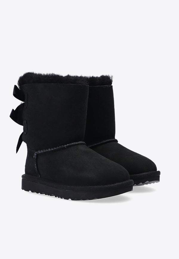 UGG Kids Girls Bailey Bow II Suede Snow Boots Black 1017394T 0-BLK