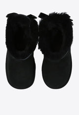 UGG Kids Girls Bailey Bow II Suede Snow Boots Black 1017394T 0-BLK