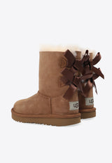 UGG Kids Girls Bailey Bow II Suede Snow Boots Beige 1017394T 0-CHE