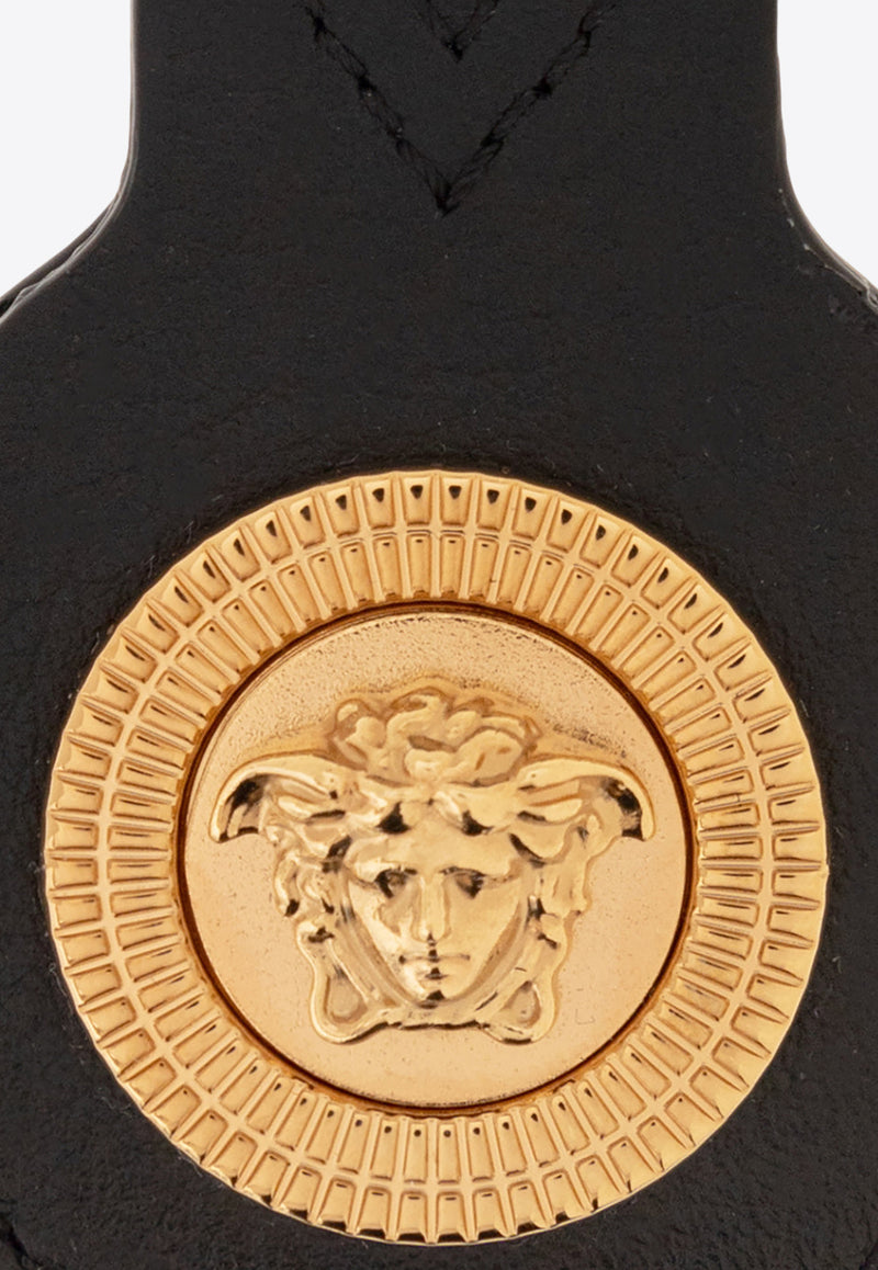 Versace Medusa Leather Airtag Key Ring Black 1006198 1A03190-1B00V