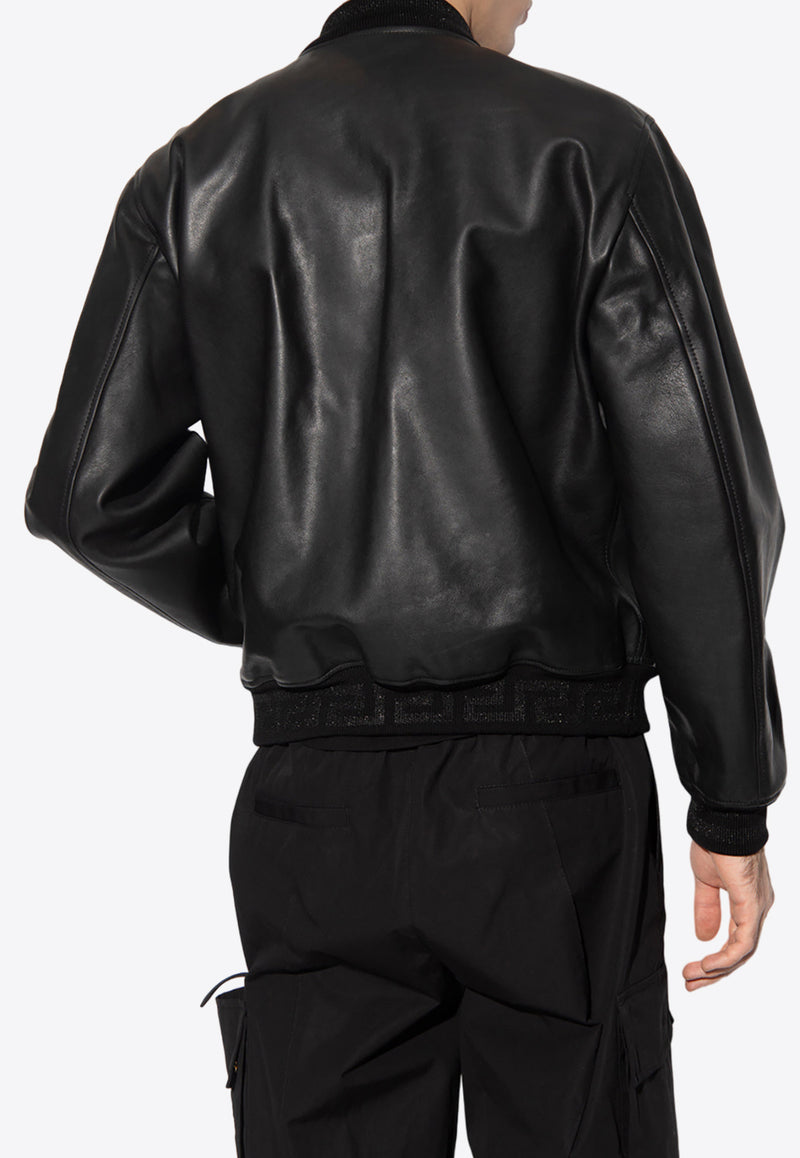 Versace Zip-Up Leather Bomber Jacket 1007634 1A05477-1B000