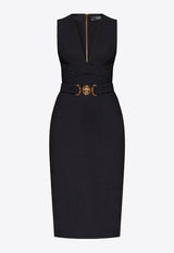 Versace Medusa V-neck Midi Dress Black 1008252 1A02395-1B000