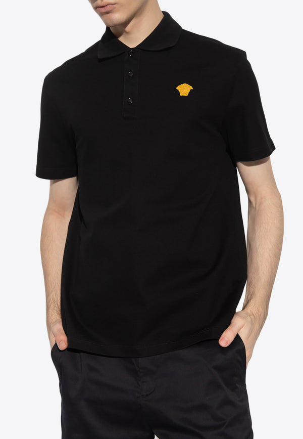 Versace Medusa Embroidered Polo T-shirt Black 1008492 1A06071-1B000