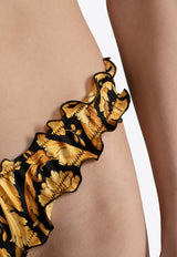 Versace Barocco Ruffled Silk Briefs Yellow 1008556 1A06155-5B000