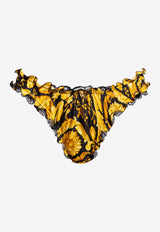 Versace Barocco Ruffled Silk Briefs Yellow 1008556 1A06155-5B000