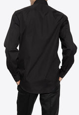 Versace Long-Sleeved Shirt with Logo Embroidery Black 1008562 1A06145-1B000