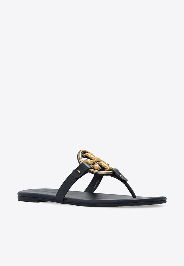 Tory Burch Miller Nappa Leather Logo Sandals Navy 136593 0-430