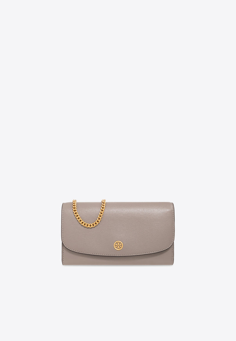 Tory Burch Robinson Leather Chain Clutch Grey 137152 0-082