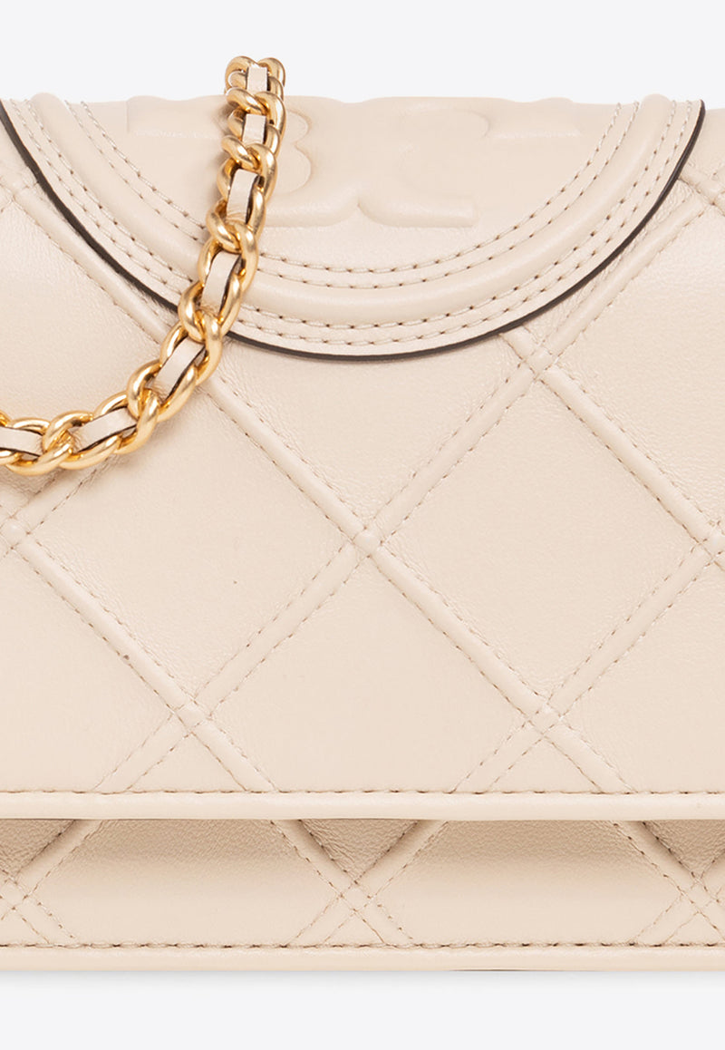 Tory Burch Fleming Quilted Leather Chain Clutch Cream 138853 0-122