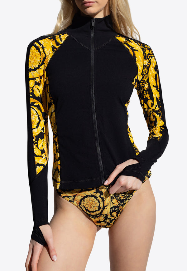 Versace Barocco Patterned Zip-Up Sweatshirt Black 1008684 1A06656-5B010