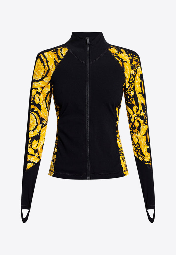 Versace Barocco Patterned Zip-Up Sweatshirt Black 1008684 1A06656-5B010