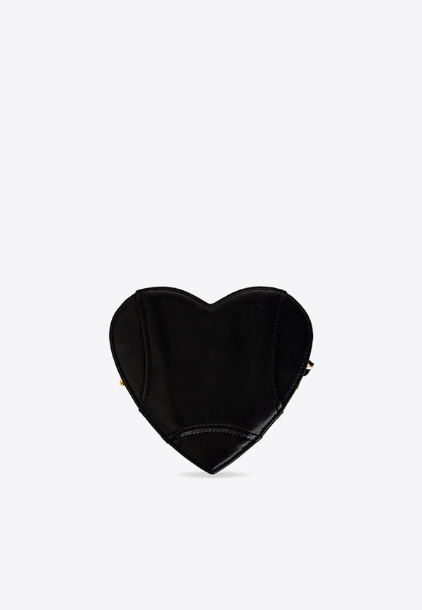 Moschino Heart Biker Leather Shoulder Bag Black 2227 A7540 8002-1555