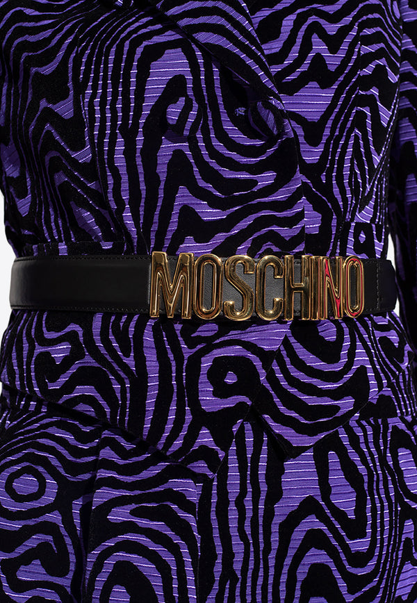 Moschino Logo Lettering Leather Belt Black 2227 A8007 8001-555