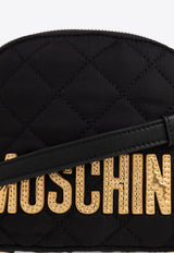 Moschino Logo Lettering Quilted Leather Shoulder Bag Black 2227 B7404 8201-2555