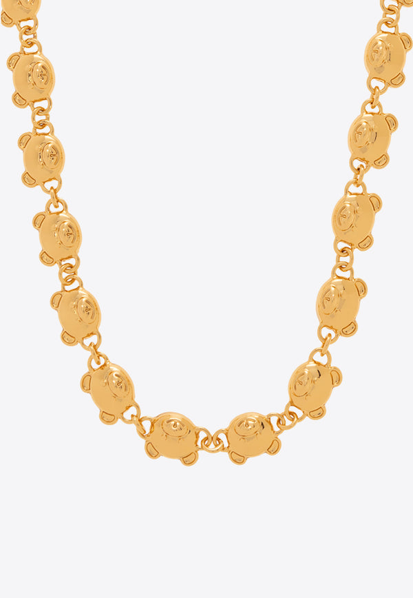 Moschino Teddy Bear Chain-Link Necklace Gold 22271 A9125 8442-606