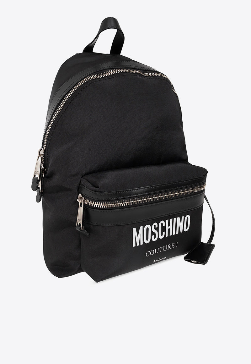 Moschino Logo Print Nylon Backpack Black 222Z2 A7606 8201-2555