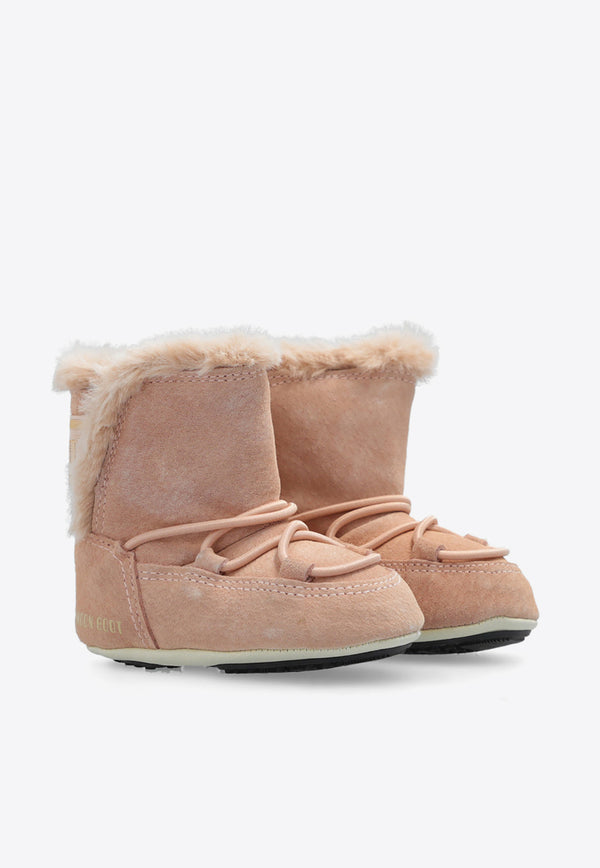 Moon Boot Kids Girls Crib Suede Ankle Boots Pink 340103 00-003