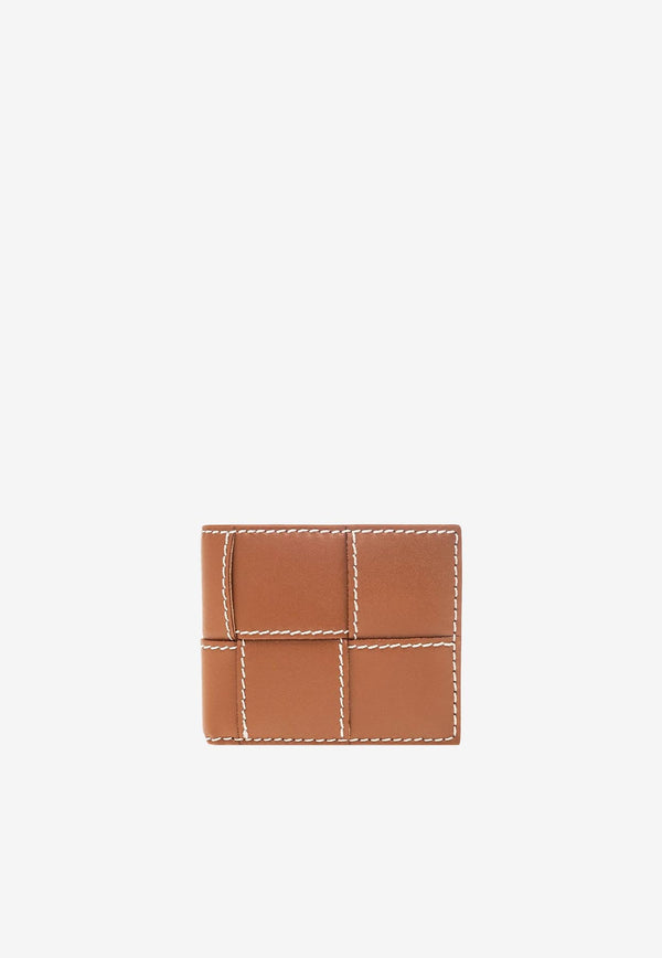 Bottega Veneta Cassette Bi-Fold Wallet in Intreccio Leather 743004V39K1 2632 Wood