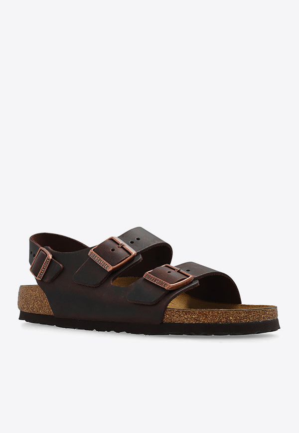 BirkenstockMilano Slingback Leather Flat Sandals34873 0-HABANADark Brown