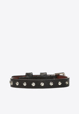 Alexander McQueen Skull Studded Leather Bracelet Black 554467 1AC9Y-1000