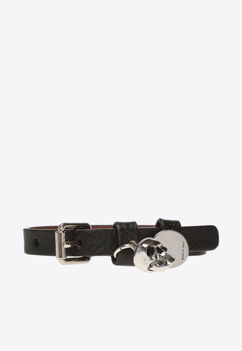 Alexander McQueen Skull Studded Leather Bracelet Black 554467 1AC9Y-1000