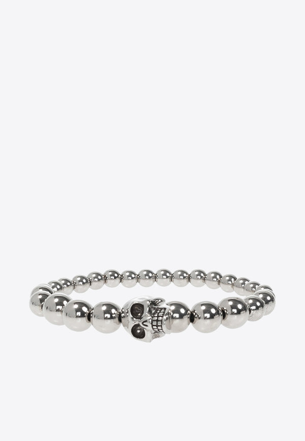 Alexander McQueen Skull Charm Beaded Bracelet Silver 554504 J160Y-0446