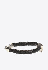 Alexander McQueen Skull Charm Braided Bracelet Black 554602 J16KI-1000