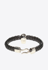 Alexander McQueen Skull Charm Braided Bracelet Black 554602 J16KI-1000