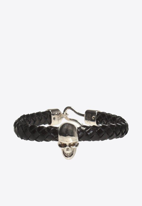 Alexander McQueen Skull Charm Braided Bracelet Black 554602 J16KI-1000