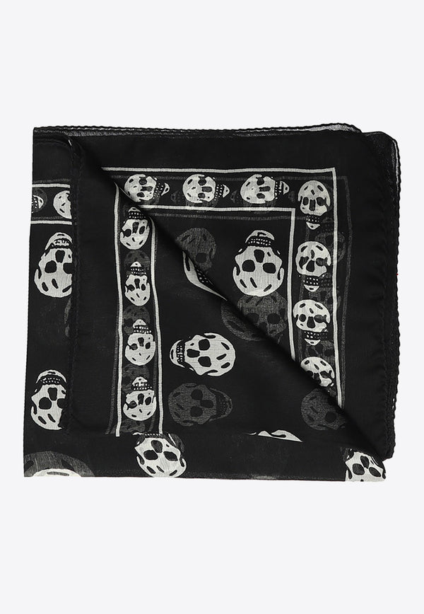 Alexander McQueen Skull Print Chiffon Scarf Black 557717 3052Q-1078