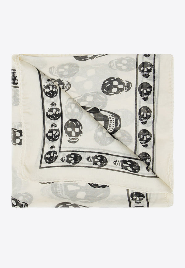 Alexander McQueen Skull Print Chiffon Scarf Cream 557717 3052Q-9260