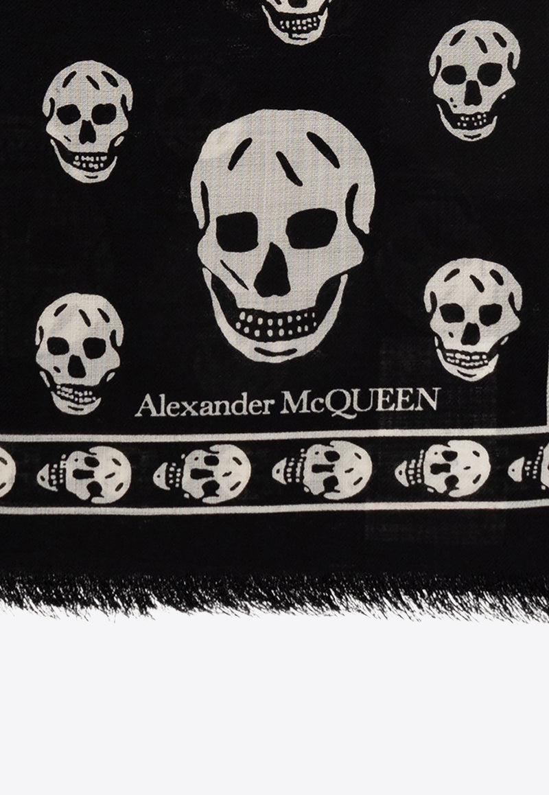 Alexander McQueen Skull Print Wool Scarf Black 557717 3222Q-1078