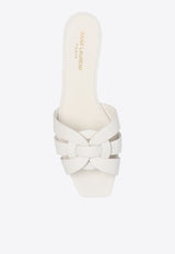 Saint Laurent Tribute Square-Toe Leather Flat Sandals White 571952 BZC00-9008