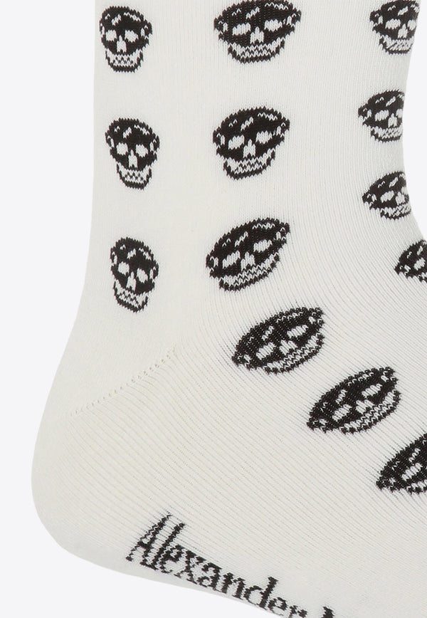 Alexander McQueen All-Over Skull Embroidered Socks White 575933 4B53Q-9060