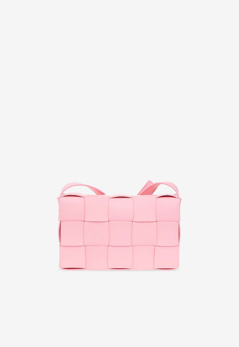 Bottega Veneta Cassette Shoulder Bag in Intreccio Leather 578004 VMAY1-5832 Pink