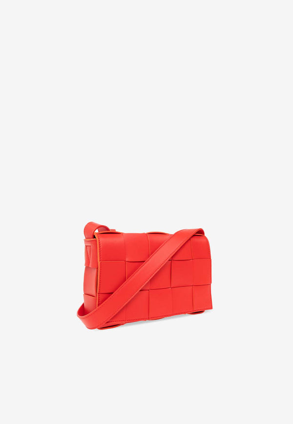 Bottega Veneta Cassette Shoulder Bag in Intreccio Leather 578004 VMAY1-6572 Red