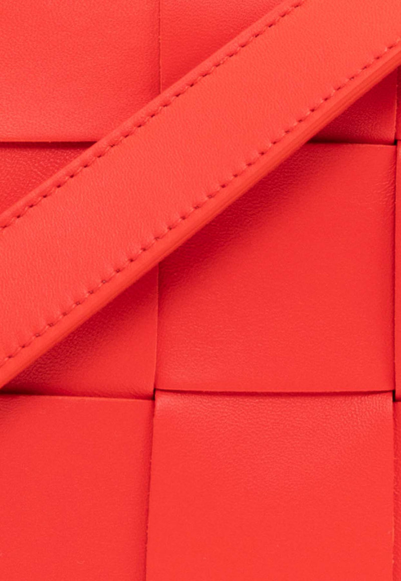 Bottega Veneta Cassette Shoulder Bag in Intreccio Leather 578004 VMAY1-6572 Red