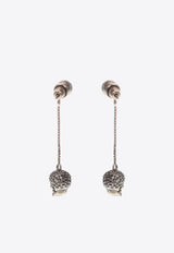 Alexander McQueen Pave Skull Drop Earrings Silver 582698 J160Y-1338