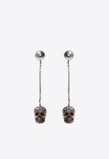 Alexander McQueen Pave Skull Drop Earrings Silver 582698 J160Y-1338