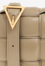 Bottega Veneta Padded Cassette Shoulder Bag in Intreccio Leather 591970 VCQR1-1520 Taupe