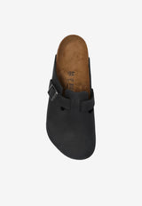Birkenstock Boston Suede Buckled Slides  Black 59461 0-BLACK