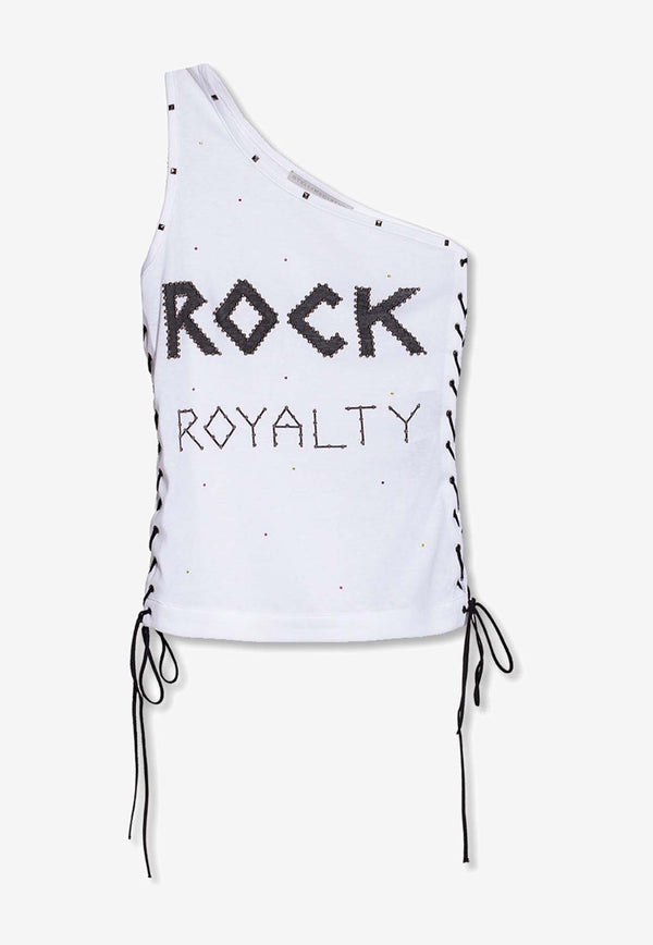 Stella McCartney Rock Royalty One-Shoulder Top White 604196 SPW24-9000