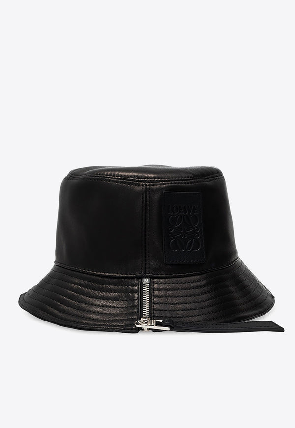 Loewe Fisherman Logo-Patch Bucket Hat with Zip Detail Black 11210010 0-BLACK