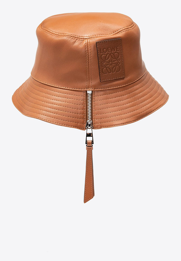 Loewe Fisherman Logo-Patch Bucket Hat with Zip Detail Brown 11210010 0-TAN