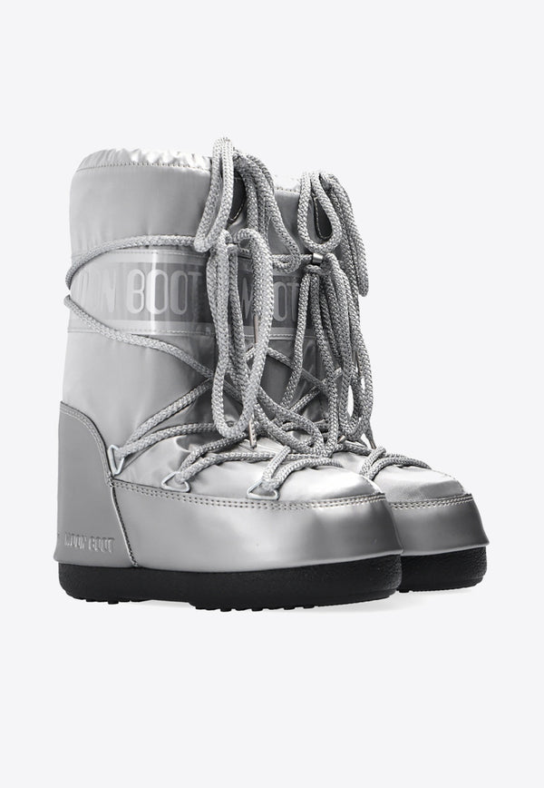 Moon Boot Kids Girls Icon Junior Glance Metallic Boots Silver 140168 00-002K
