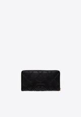 Tory Burch Fleming Quilted Leather Zip-Around Wallet Black 140344 0-001